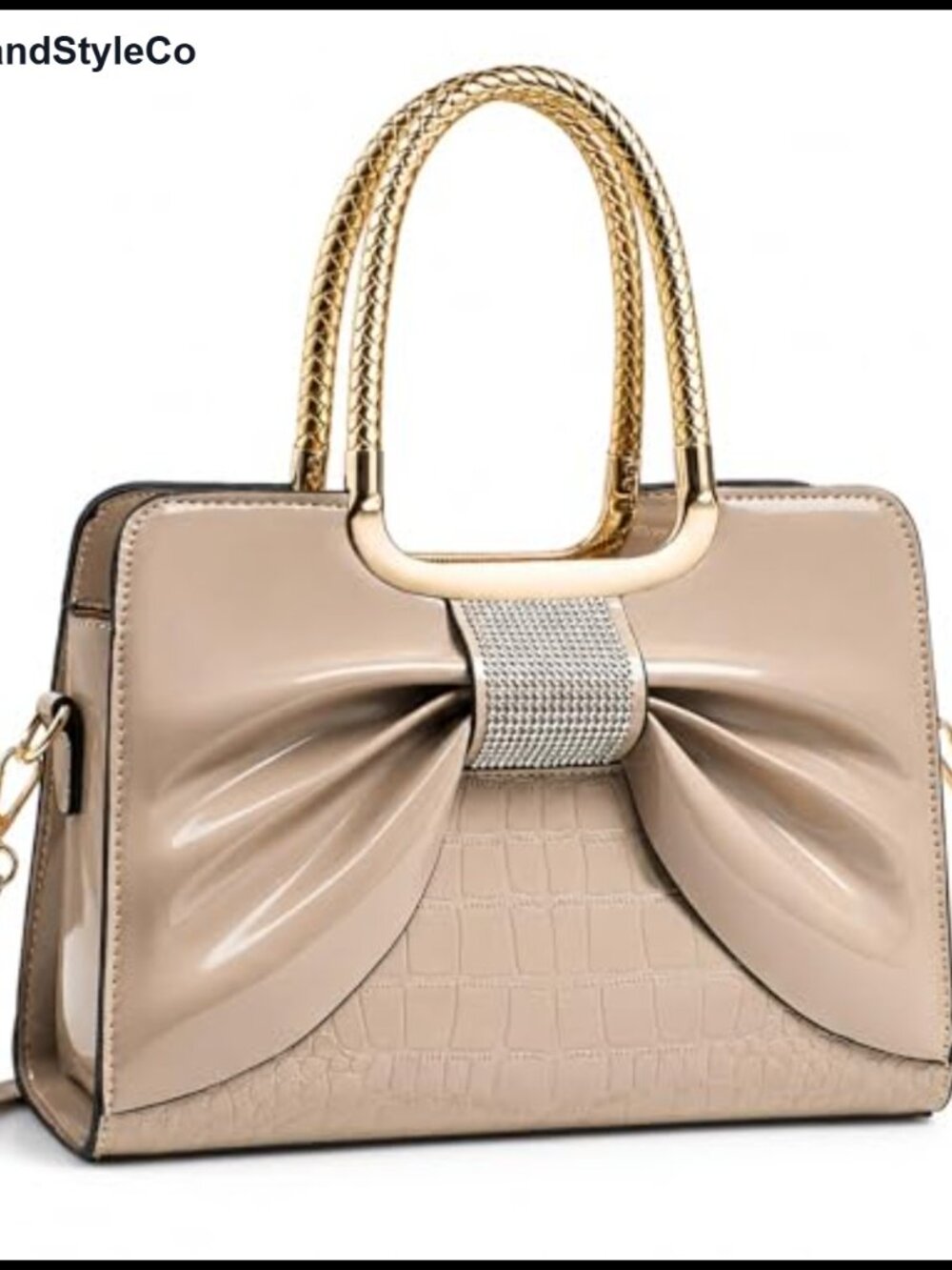 Glossy Patent Leather Satchel Top Handle Shoulder Bag with Strap